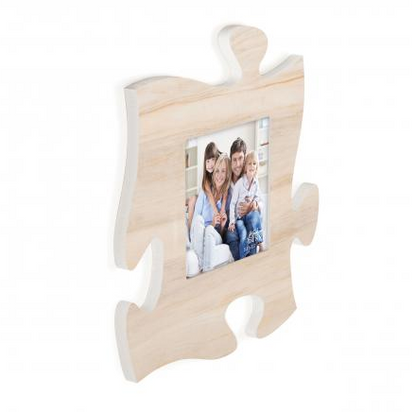 Tan Woodgrain Background Puzzle Piece Photo Frame