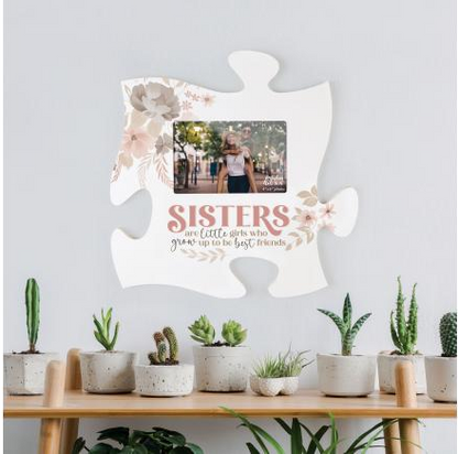 Sisters Are Little Girls..Puzzle Piece Photo Frame