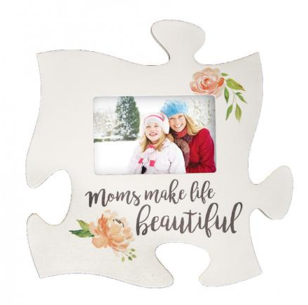 Moms Make Life Beautiful Puzzle Piece Photo Frame