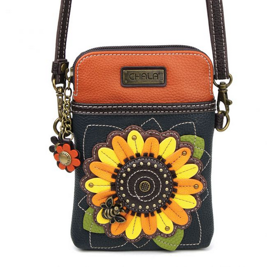 Sunflower Cellphone Crossbody Navy
