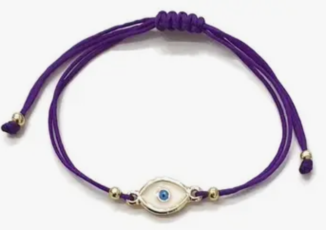 Navy Blue Silver Plated Evil Eye Bracelet