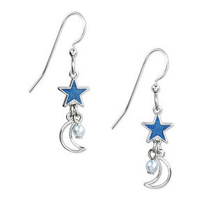 Silver Forest Star and Moon Earrings