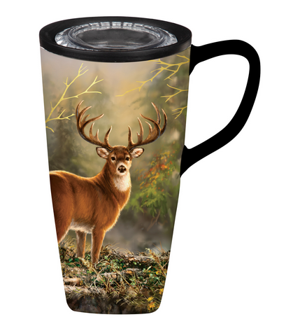 White Tail Ceramic Travel Coffee Cup