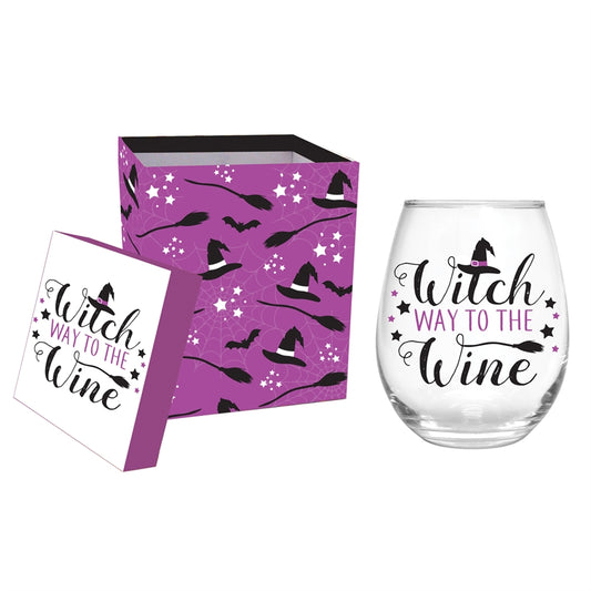 Witch Way to the Wine Stemless Wine Glass