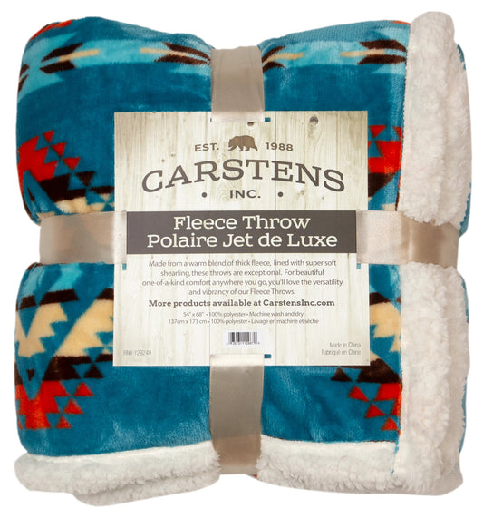 Turquoise Southwest Sherpa Throw Blanket JP528