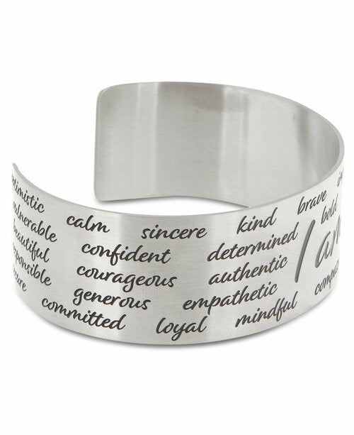 I am Affirmation Stainless Steel Adjustable Cuff Bracelet