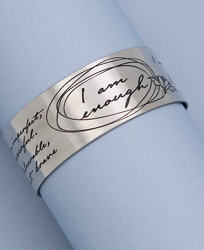 I Am Enough Stainless Steel Cuff Bracelet