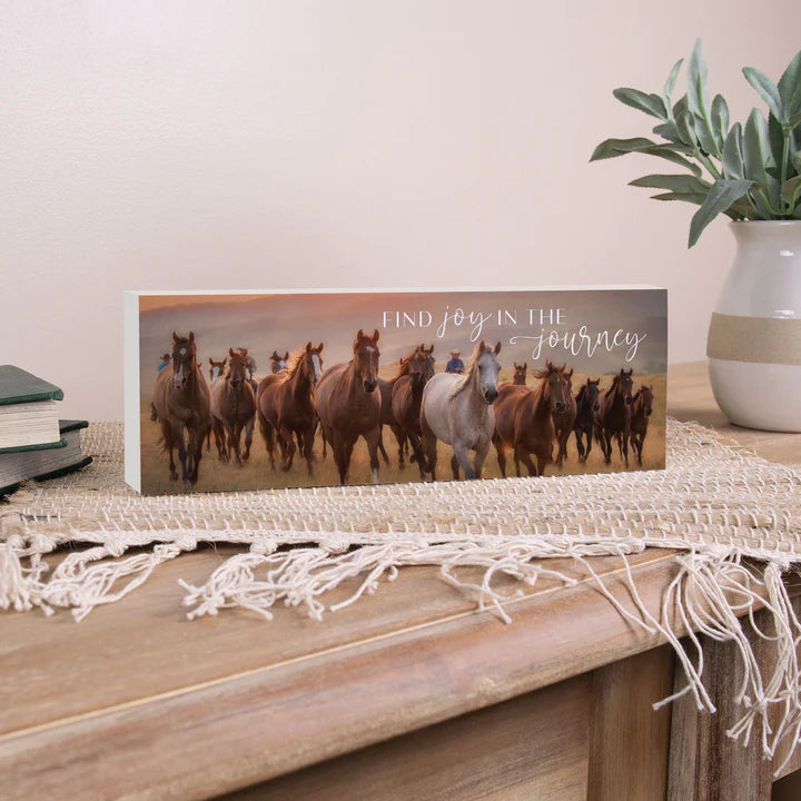 Find Joy in the Journey Wood Block Horse Sign