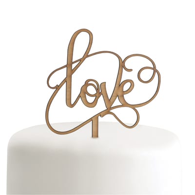 Woodgrain Love - Cake Pick