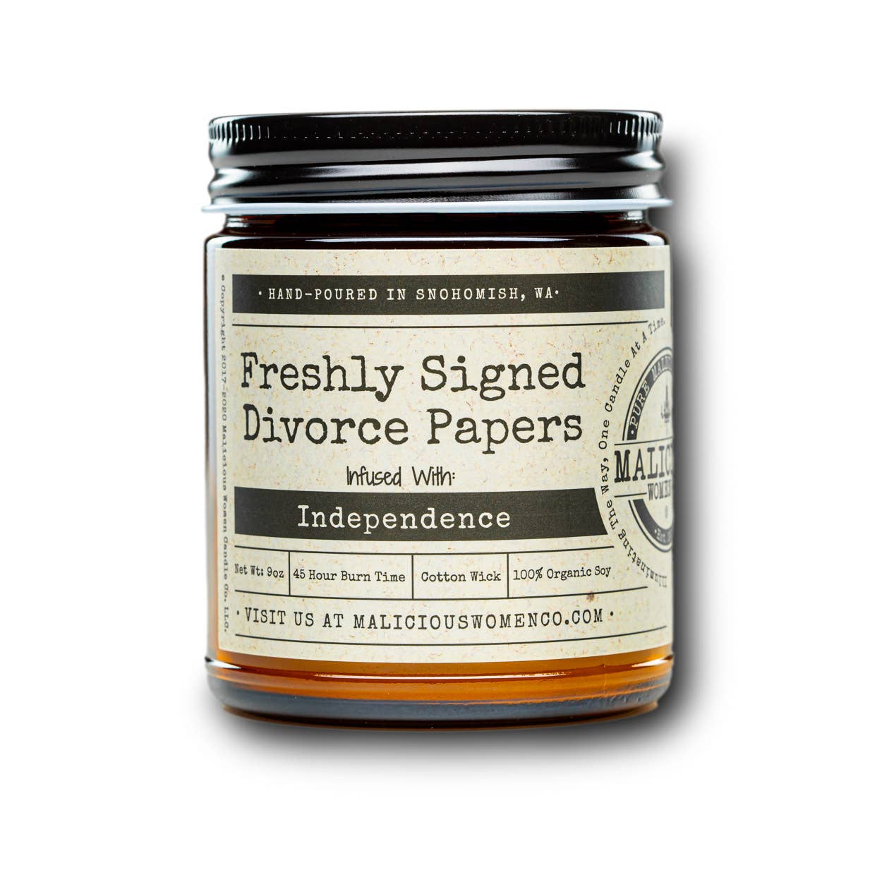 Malicious Women Candle Co - Freshly Signed Divorce Papers - Infused with Independence