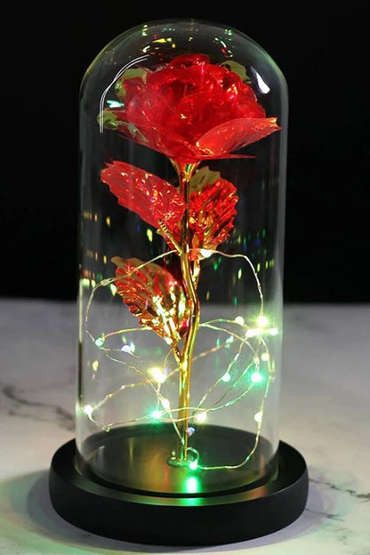 Galaxy Rose Glass Dome LED Red