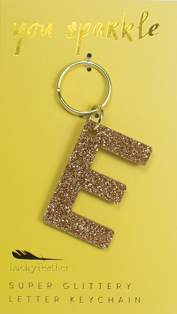 E Glitter Keychain