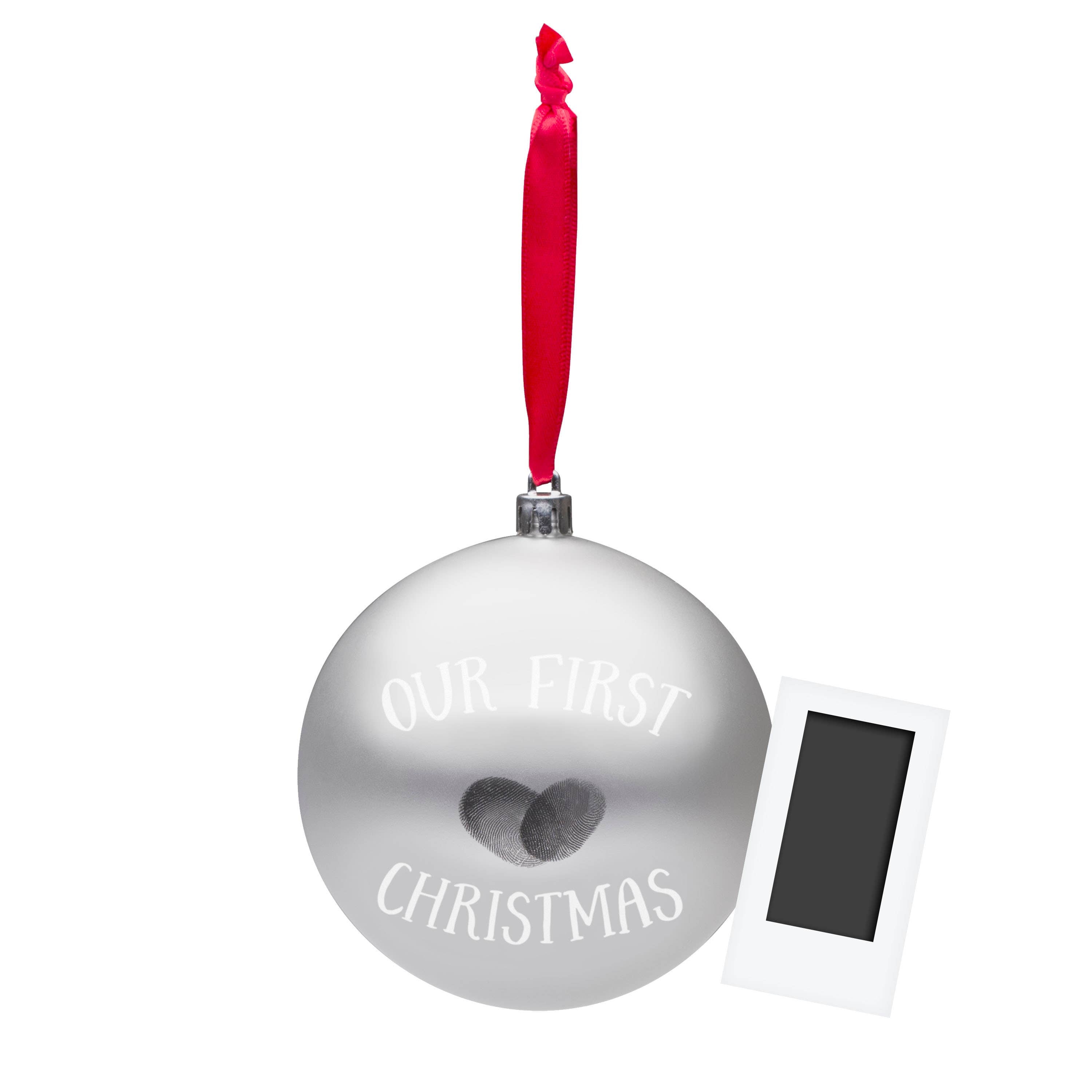 Our First Christmas Thumbprints Wedding Ball Ornament
