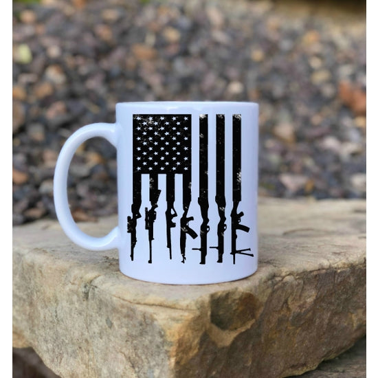 American Flag With Guns Mug 11oz