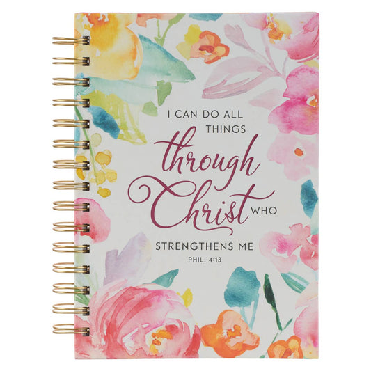 I Can Do All Things... Floral Large Wirebound Journal