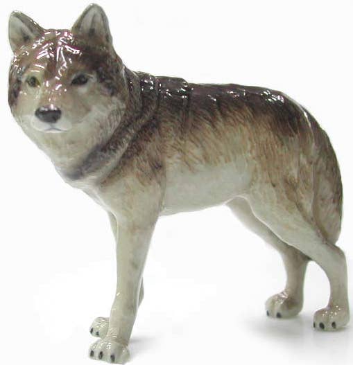 Gray Wolf Standing Mini Figurine