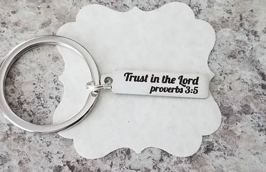 We Like Bling - Trust In The Lord,  Proverbs, Bible Verse, Religious Keyring