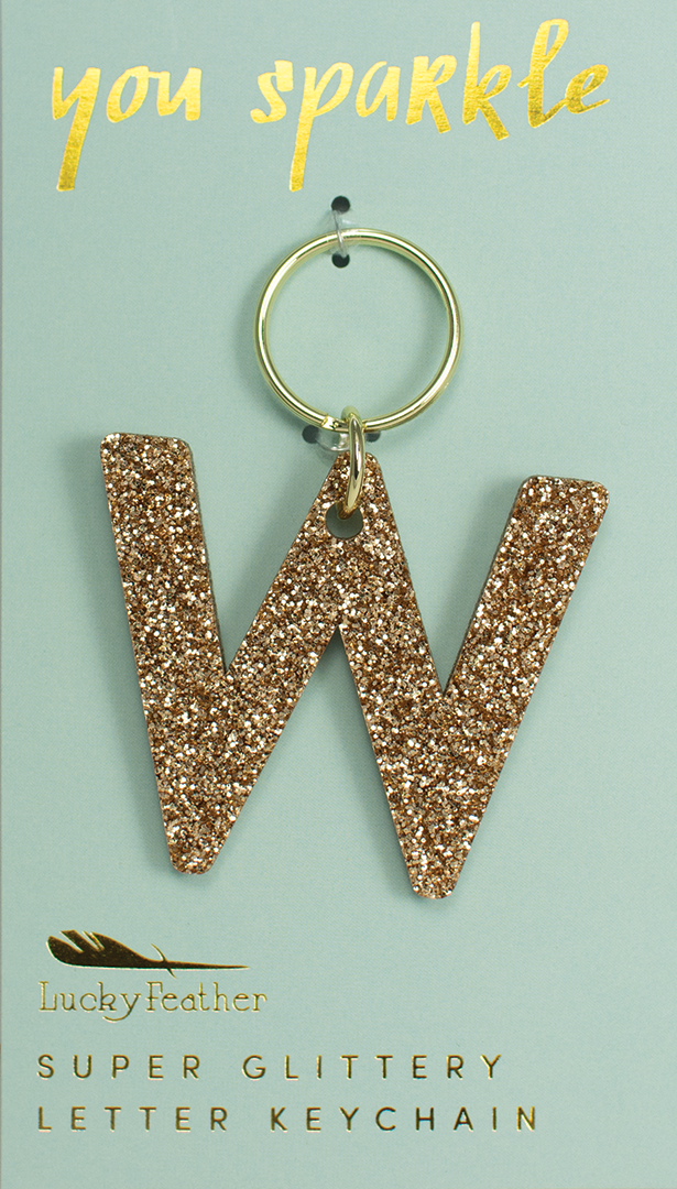 W Glitter Keychain