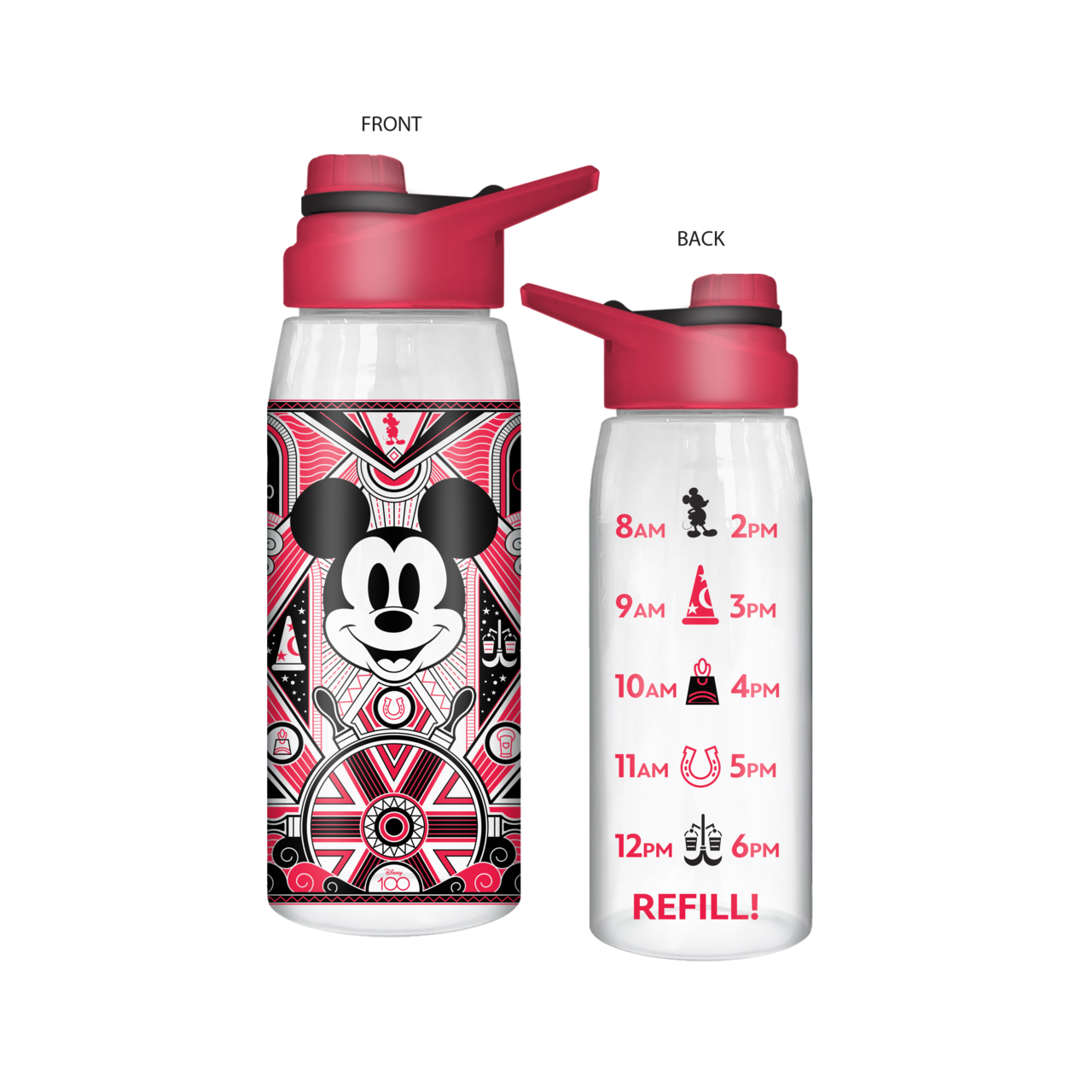 Disney 100 Mickey Mouse Water Bottle with Screw Lid