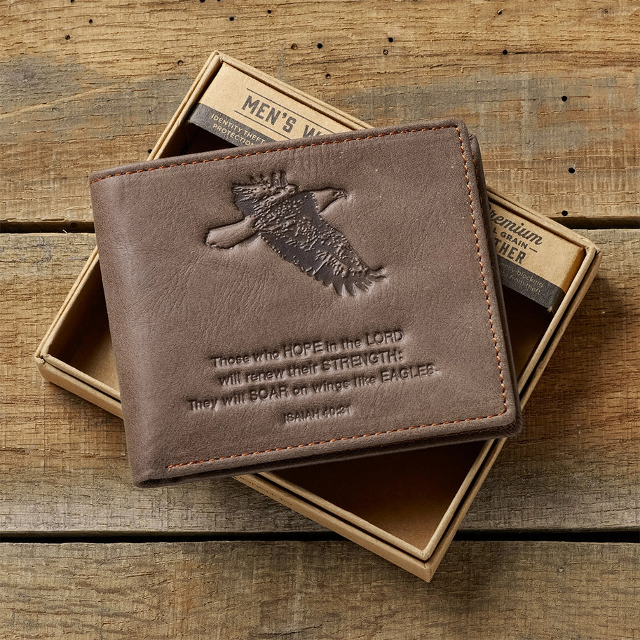 Wings Like Eagles Dark Brown Genuine Leather Wallet