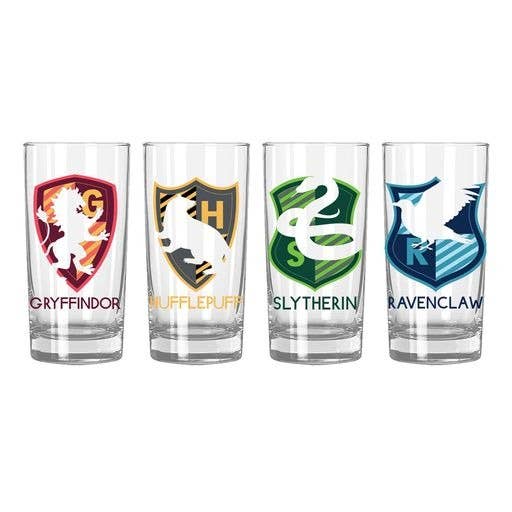 Harry Potter Crests Silo Stripes 4pc Tumbler Glass Set