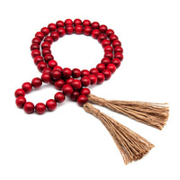 Eco-friendly Red Wood Bead Garland with Tassels