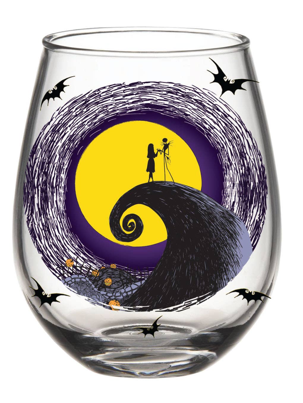Nightmare Before Christmas Jack and Sally on Hill Stemless Wine