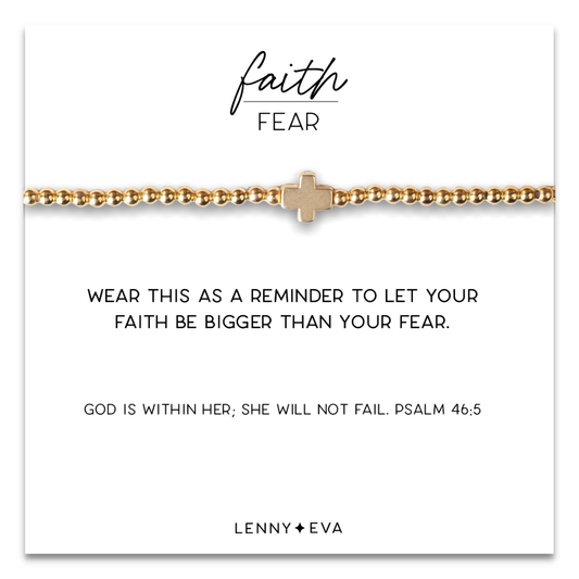 Faith Over Fear Cross Gold Bracelet