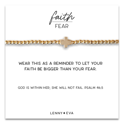 Faith Over Fear Cross Gold Bracelet