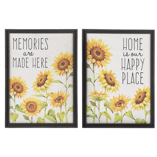 Framed Sunflower with Text Wall Decor