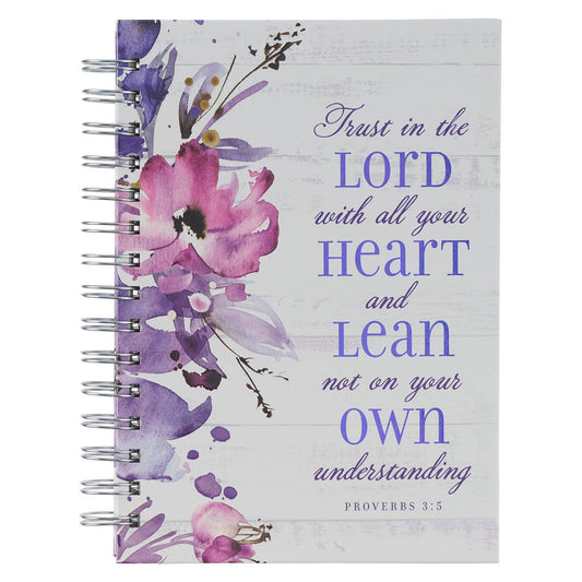 Trust in the Lord Purple Floral Garland Large Wirebound Journal