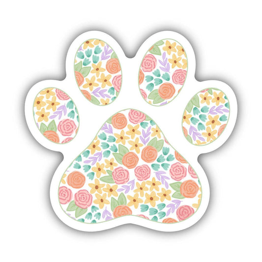 Cute Floral Paw Print Sticker