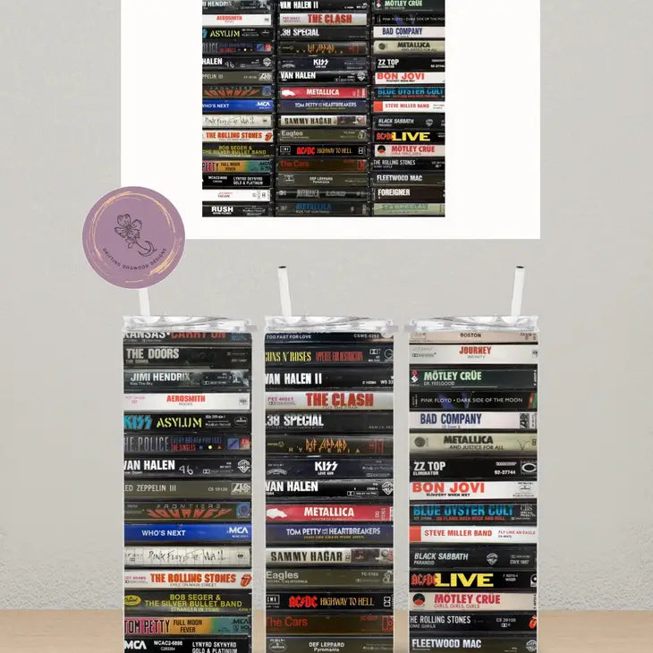 Drifting Dogwood Designs - 70s & 80s Classic Rock Cassettes Tumbler