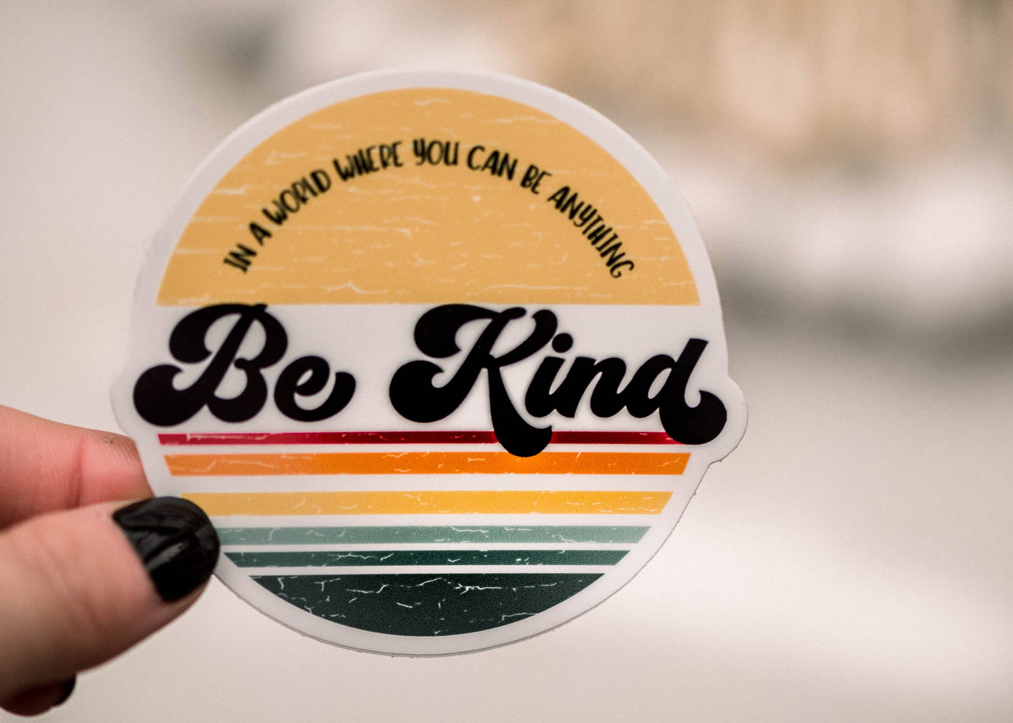 Be Kind Retro Circle Sticker