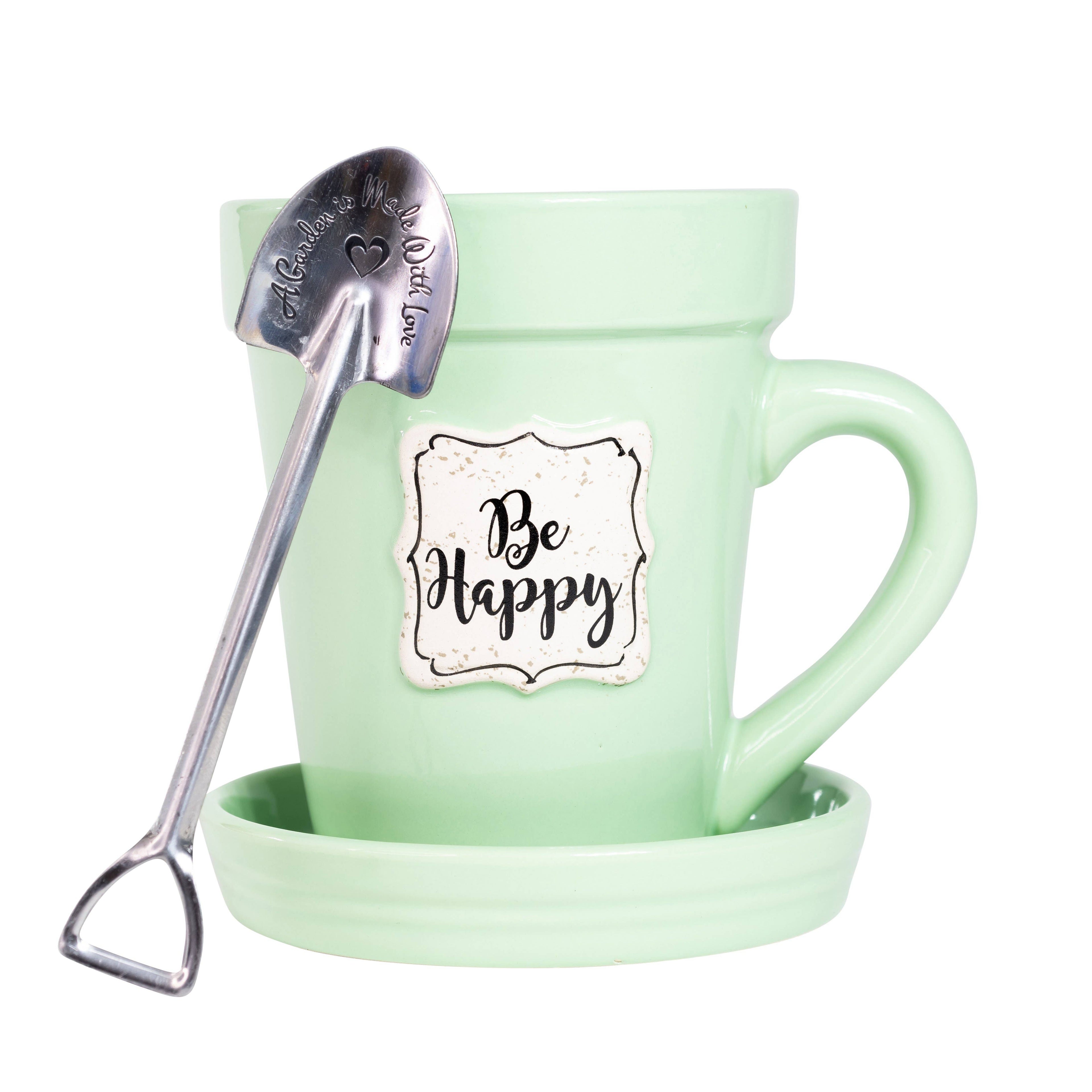 Be Happy Flower Pot Mug