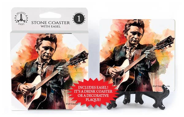 Johnny Cash Watercolor Coaster
