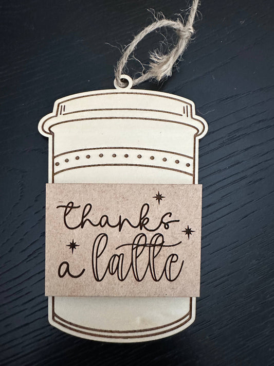 Thanks a Latte Wooden Coffee Gift Card Holder