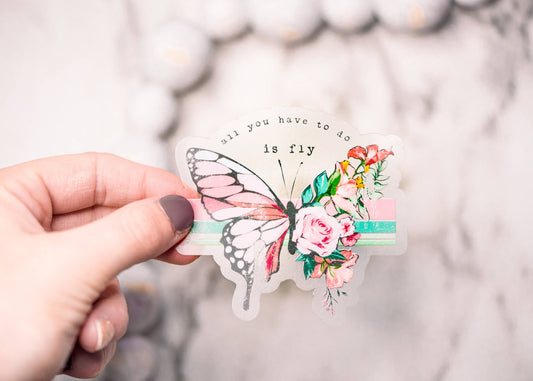 Butterfly Floral Clear Vinyl Sticker