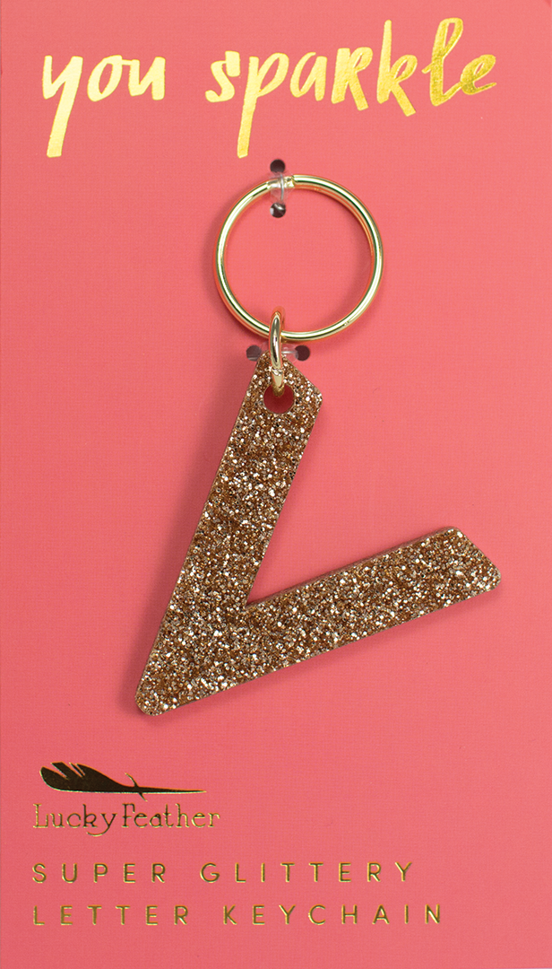 V Glitter Keychain