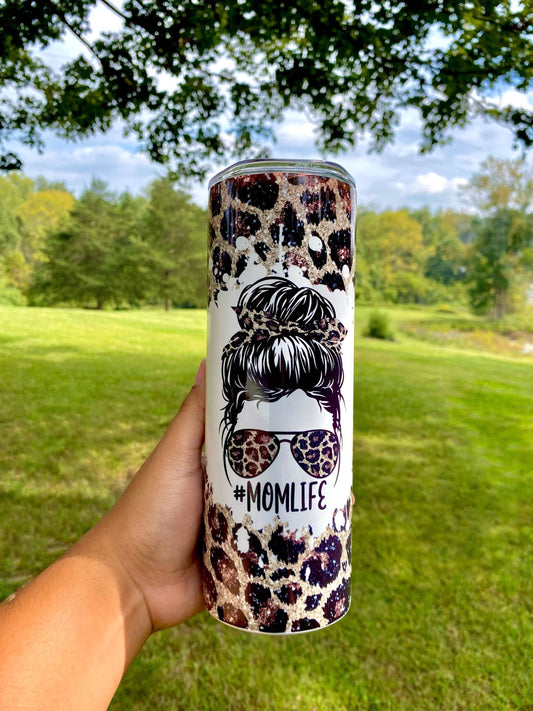 Mom Life Tumbler Leopard Print