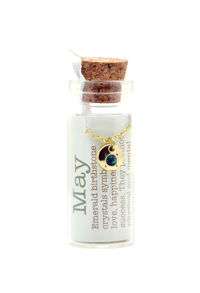 May/Emerald Birthstone Bottle Necklace