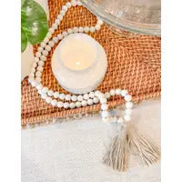 Eco-friendly Natural Wood Bead Garland with Tassels
