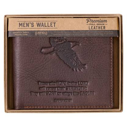 Wings Like Eagles Dark Brown Genuine Leather Wallet