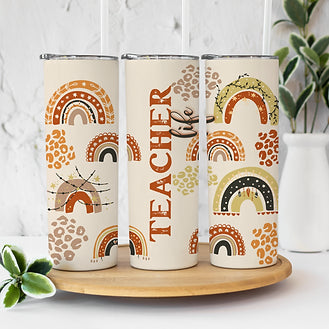 Teacher Life Boho Rainbows Tumbler 20oz