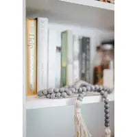 Eco-friendly Gray Wood Bead Garland with Tassels