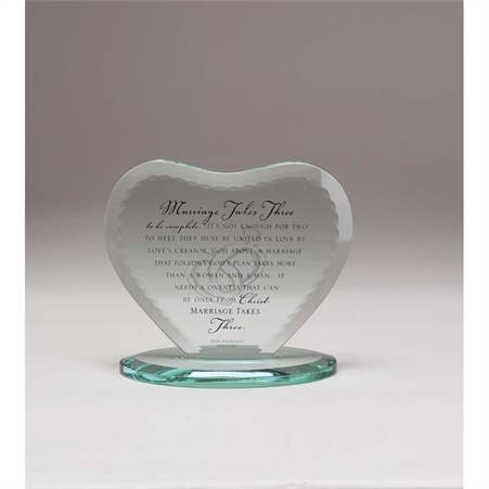 Marriage Takes Three Glass Plaque