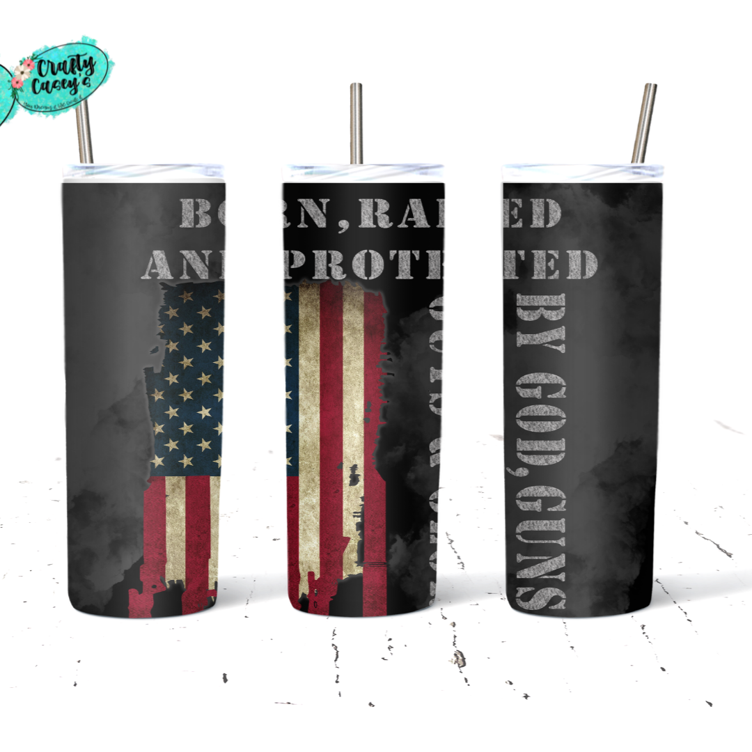 Crafty Casey's - Born Raised & Protected By God, Hot & Cold Tumbler