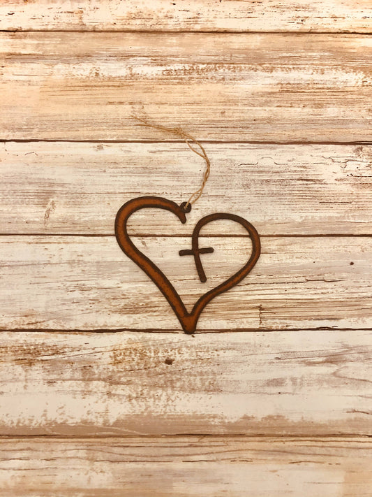 Heart with Cross Inspirational Ornament