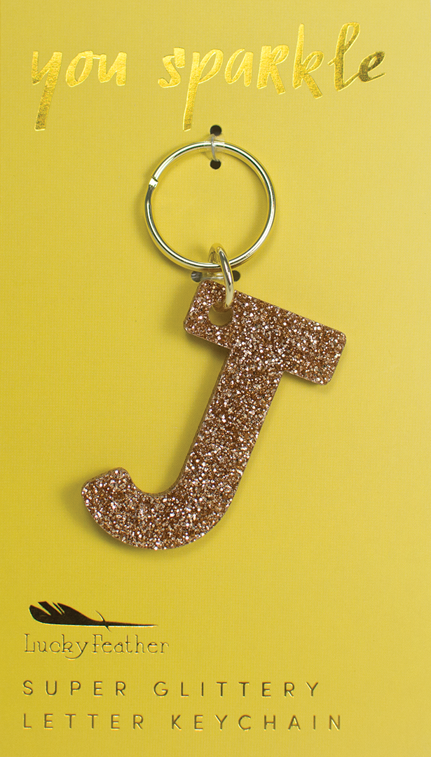 J Glitter Keychain