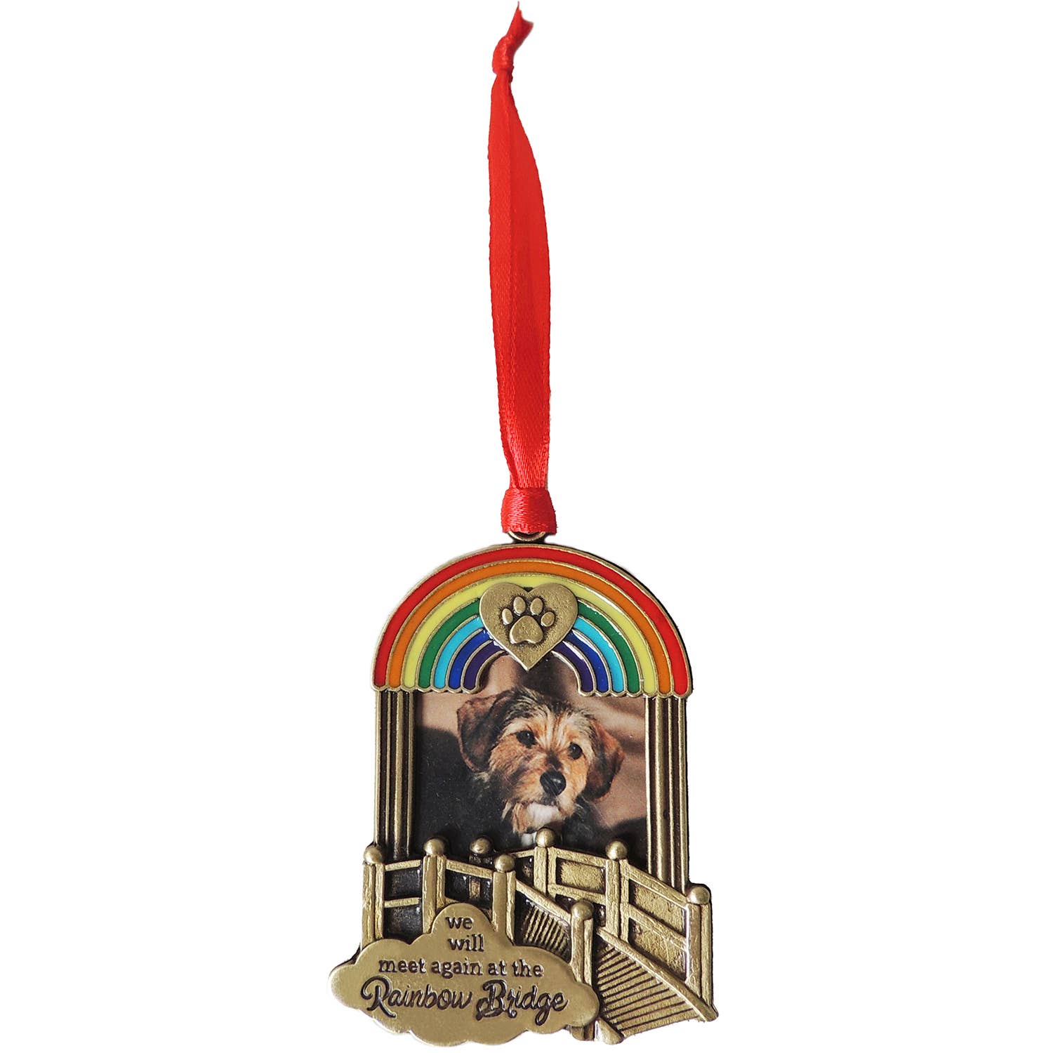 Rainbow Bridge Pet Memorial Ornament-Gold
